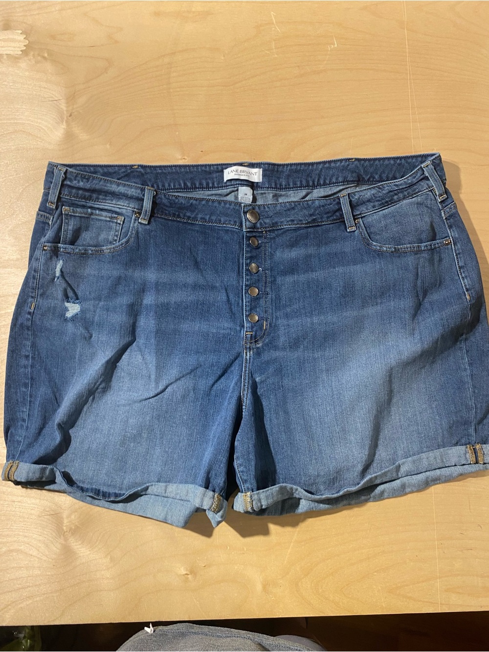 Lane Bryant Blue Denim Button-Front Women's Shorts 28 (W)